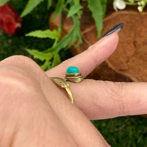 Turquoise cabochon Crystal Brass Ring