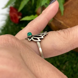 Green Aventurine Crystal Silver Plated Adjustable Ring