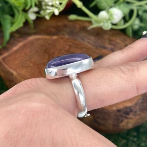 Amethyst Silver Plated Adjustable Ring