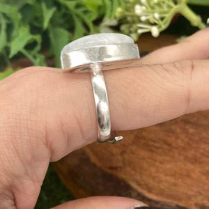 Moonstone Crystal Silver Plated Adjustable Statement Ring