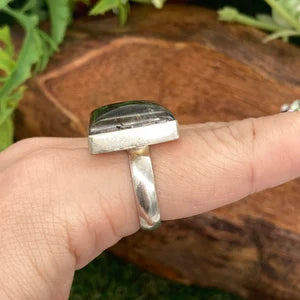 Labradorite Crystal Silver Plated Adjustable Statement Ring