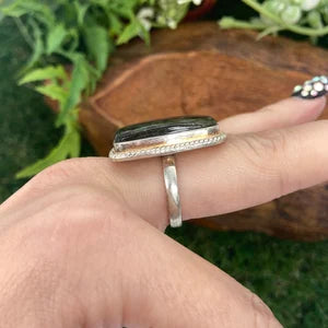 Labradorite Crystal Silver Plated Adjustable Statement Ring