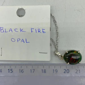 Black Fire Opal Sterling Silver Necklace (RARE)
