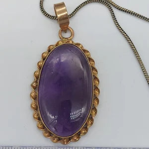 Amethyst Brass Pendant Healing Crystal