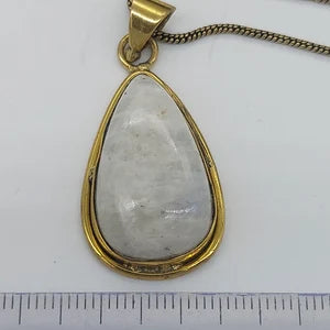Moonstone Brass Pendant Cabochon Cut Healing Crystal