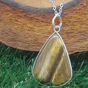 Tiger's Eye Silver 925 Cabochon Cut Healing Crystal