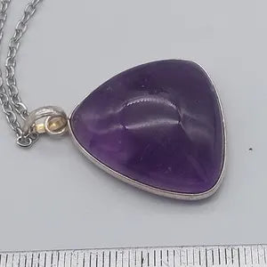 Amethyst Silver 925 Pendant Cabochon Cut Healing Crystal