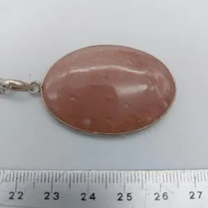 Sun Stone Necklace Silver 925, Cabochon Cut Crystal Master Healer, Chakra Alignment, Aura Protection, Amplifier