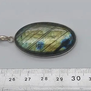 Labradorite Silver 925 Necklace, Cabochon Cut