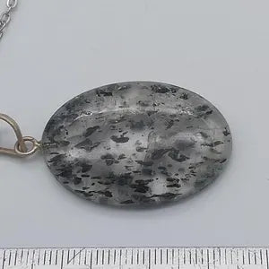Clear Quartz with Green Tourmaline Inclusions Crystal Silver 925 Necklace