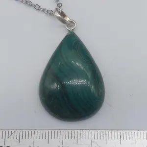 Malachite Cabochon Cut, Necklace, Silver 925