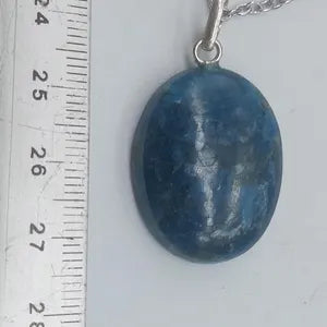 Blue Apatite Crystal Necklace Silver 925 with hook