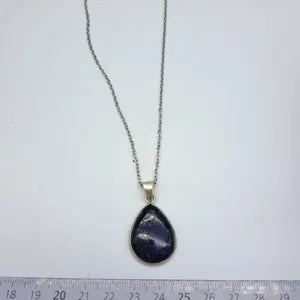 Lapis Lazouli Silver Plated Necklace - Cabochon Cut