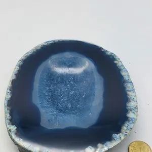 Natural Blue Tie Die Agate Ashtray, Healing Crystal, Zodiac Mineral Stone