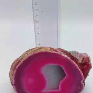 Pink Tie Die Geode Agate with Crystal Quartz Cave, Stone Decoration, Zodiac Mineral Crystal