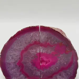 Pink Agate Half Geode Book Holder Rock Formation - Home Decor - Bookend