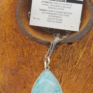 Amazonite Crystal Sterling Silver 925 Necklace