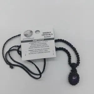 Amethyst Crystal Macrame Necklace, Purple Stone Handmade Necklace, Gemstone Necklace