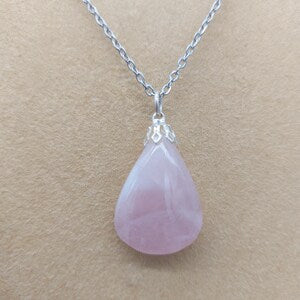 Rose Quartz Crystal Necklace, Pink Gemstone Silver Plated Hook Necklace, Love Crystal Elegant Necklace for Women, Chakra Stone Necklace