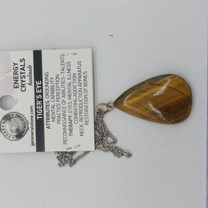 Tiger Eye Teardrop Crystal Chain Necklace, Yellow Gemstone Necklace, Stone Necklace for Men and Women, Energy Crystal Necklace