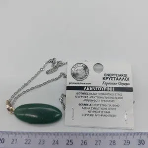 Green Aventurine Crystal Necklace for Men and Women, Gemstone Pendant with Steel Layering Chain, Crystal Gift Ideas