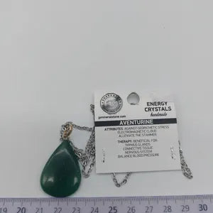 Green Aventurine Crystal Necklace for Men and Women, Gemstone Pendant with Steel Layering Chain, Crystal Gift Ideas