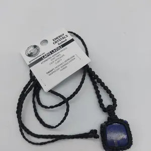 Lapis Lazuli Macrame Necklace, Blue Crystal Wrapped Woven Necklace, Gemstone Necklace