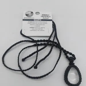 Clear Quartz Macrame Necklace, Transparent Crystal Wrapped Necklace, Clear Stone Handmade Necklace