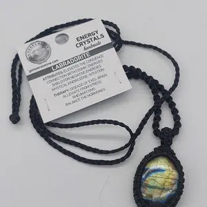 Rainbow Labradorite Handmade Wrapped Macrame Necklace - Healing Stone - Gift Idea - Protection