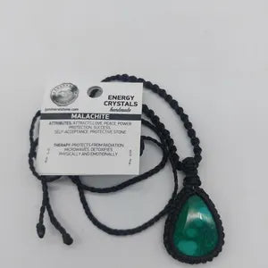 Malachite Macrame Wrapped Necklace, Protection Gift Accessories, Crystal Healing
