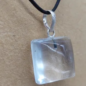 Clear Quartz Crystal Necklace, Translucent Stone Necklace, Energy Protection Necklace