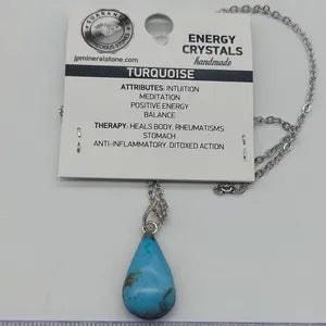 Original Turquoise Crystal Necklace, Turquoise Stone Necklace with Chain, Gemstone Necklace for Men and Women