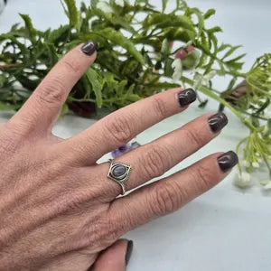 Blue Labradorite Crystal Silver Plated Ring, Blue Stone Adjustable Ring, Gemstone Ring for Women