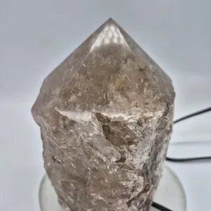 Smokey Quartz Point Crystal Lamp - Raw Stone Home Decor - Raw Crystal Lighting