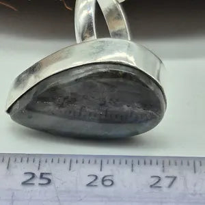 Labradorite Silver Plated Adjustable Ring, Flashy Crystal Ring for Her