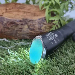 Amazonite Silver Pendant Necklace, Crystal Necklace for Him and Her