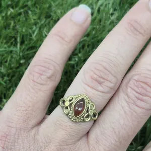 Carnelian Brass Adjustable Ring for Women