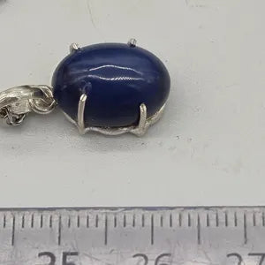 Blue Star Sapphire Silver 925 Bezel Necklace with Steel Chain, Gemstone Necklace for Him and for Her