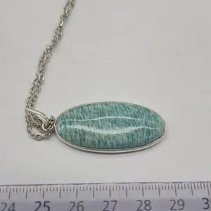 Amazonite Silver Pendant Necklace, Crystal Necklace for Him and Her