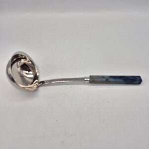 Handcrafted Blue Agate Cooking Spoon - Elegant Gemstone and Stainless Steel Kitchen Tool