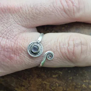 Amethyst Silver Plated Adjustable Ethnic Ring