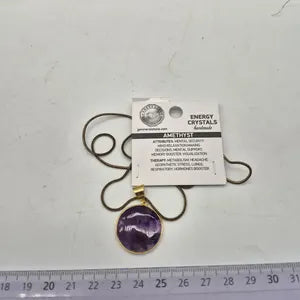 Amethyst Crystal Dainty Brass Necklace with Brass Chain, Purple Stone Pendant for Him and Her