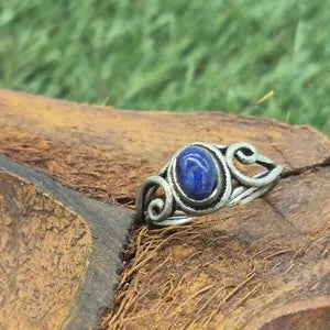 Lapis Lapis Crystal Silver Plated Adjustable Ring for Women