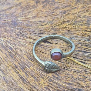 Carnelian Crystal Adjustable Brass Ring for Women