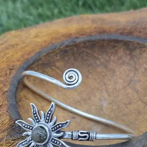 Labradorite Cuff Bracelet – Silver Plated Adjustable Boho Cuff