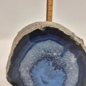 Natural Blue Agate Geode Stand - Polished Agate Crystal