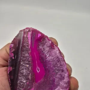 Self-Standing Pink Agate Stone | Natural Agate Crystal Decor