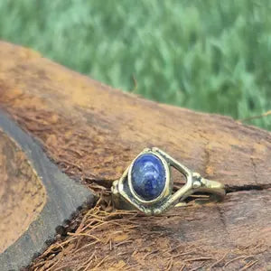 Lapis Lapis Crystal Brass Adjustable Ring for Women