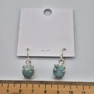 Larimar Crystal Silver Plated Earrings, Sky Blue Gemstone Earrings for Boho Women