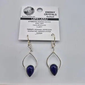Lapis Lazuli Silver Plated Dangle and Drop Earrings, Blue Crystal Boho Earrings for Women